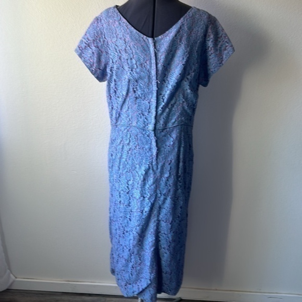 Vintage 1960's dress periwinkle blue lace great condition lined size 12